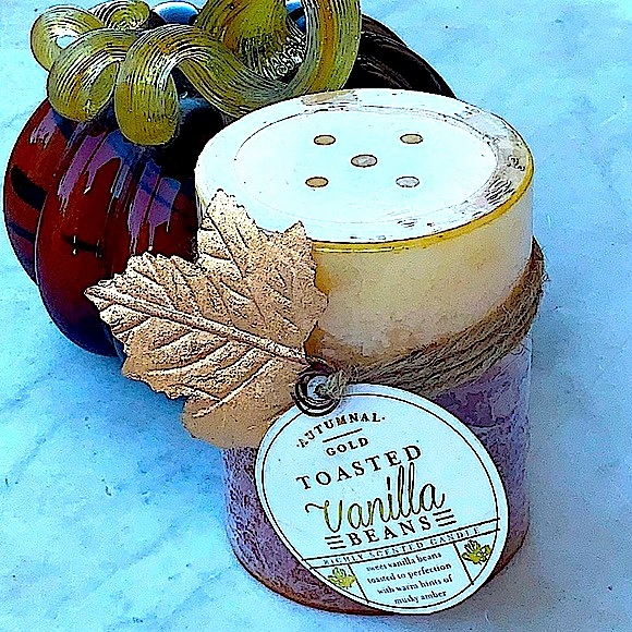 HAVEN STREET CANDLE TOASTED VANILLA BEANS PILLAR 3 BY 4 - Picture 1 of 4